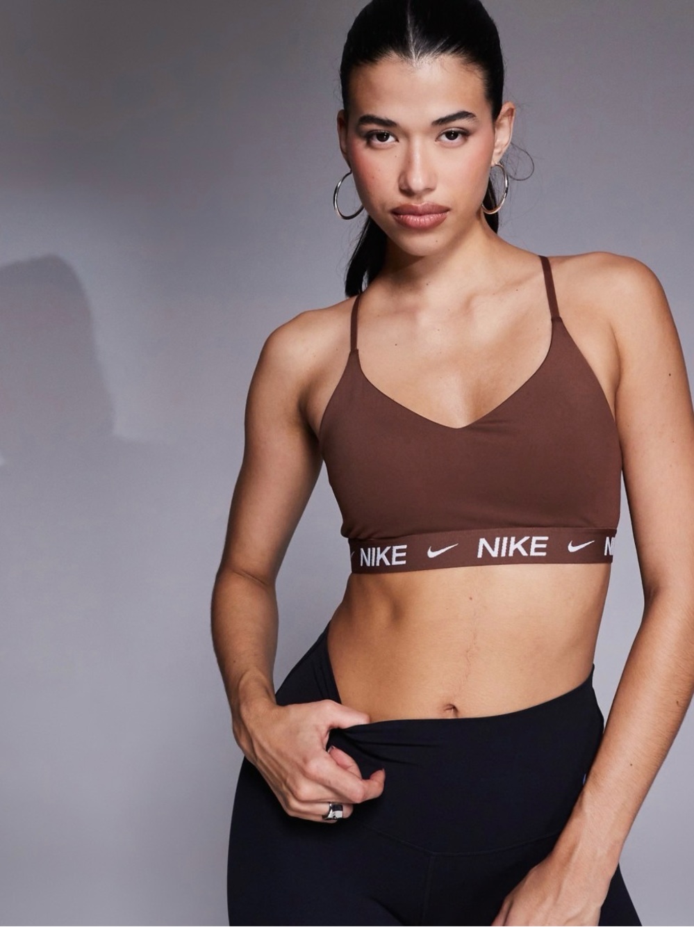 Nike Indy Women’s Large Light Support Padded Adjustable Sports Bra Fauna Brown